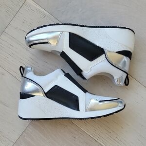 Women's Black and Silver Sneakers